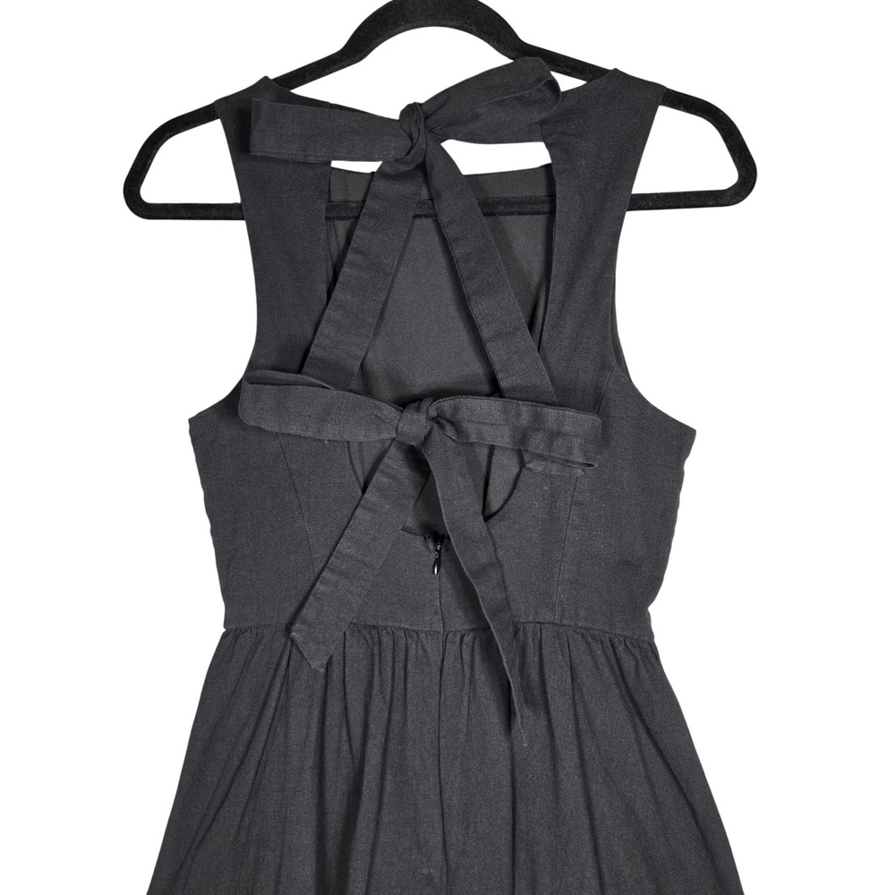 ASTR The Label Black Midi Dress S Bow Back Cutout Sleeveless Pleated Slit - Picture 3 of 9